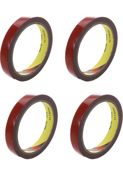Araç Araba Için 4x Güçlü Kalıcı Çift Taraflı Süper Yapışkan Köpük Bant Rulosu Kırmızı 15MMX3METRE (Yurt Dışından)