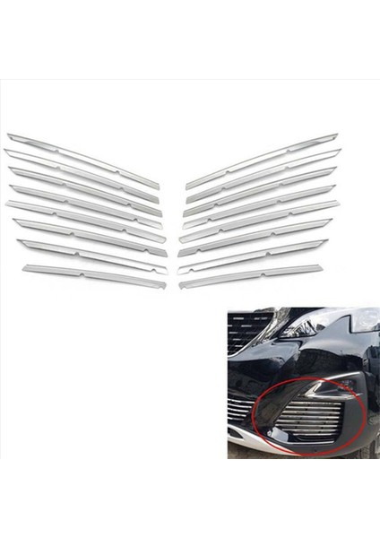Peugeot 3008 Gt 2016-2020 5008 Gt 2017-2020 Paslanmaz Çelik Araç Ön Tampon Üst + Alt Izgara Trim (Yurt Dışından) fırsatları