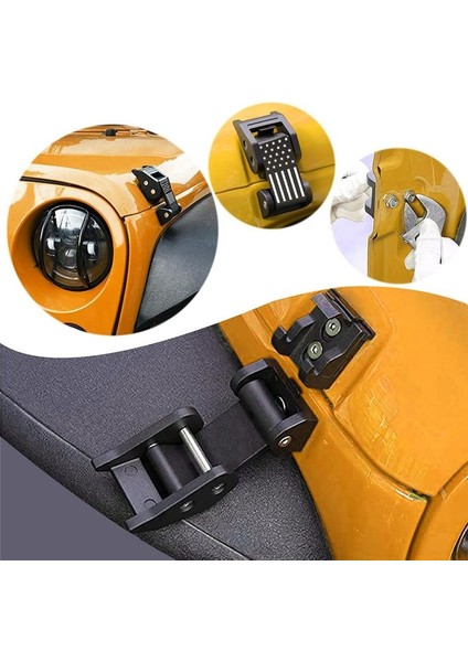 Jeep Wrangler Için Araba Motor Kaput Mandal Kilitli Yakalama Kapak Kiti Jk 2007-2017 Jl Jt Gladiator 2018-2022 Aksesuarlar (Siyah) (Yurt Dışından) fırsatları