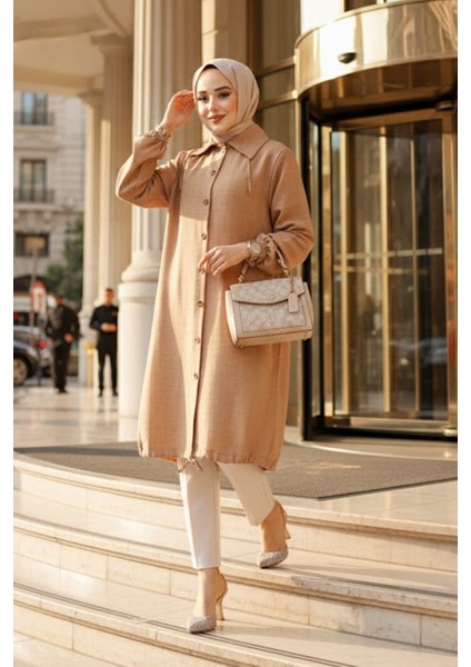 Düğmeli Camel Tesettür Tunik 70881C indirimleri