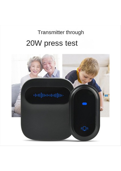 Ab Fiş Kablosuz Kapı Zili Su Geçirmez Akıllı Kapı Zili IP68 Home Door Bell Akıllı 38 Şarkılar 4 Seviye Hacim Kontrolü (Yurt Dışından)