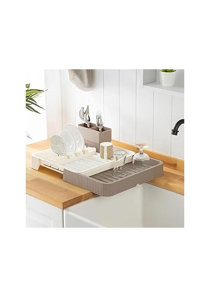 Deconox Açılır Kapanır Sürgülü Bulaşık Sepeti ve Kurutmalık – Genişleyebilir Pratik Mutfak Düzenley