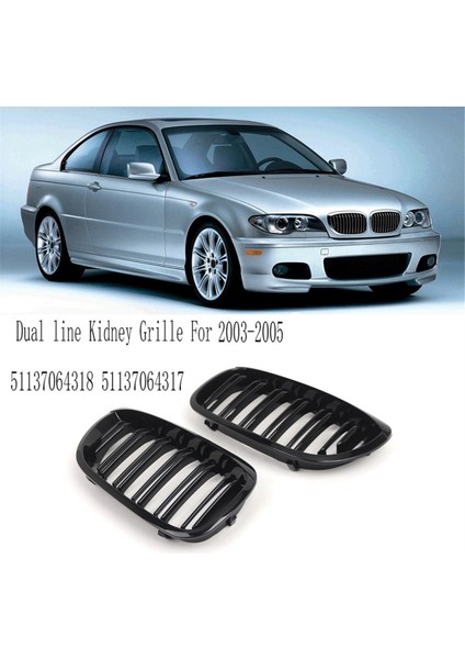 Parlak Siyah Çift Çizgi Ön Tampon Böbrek Izgara Bmw 3 Serisi E46 2 2-Door 2003-2005 (Yurt Dışından)