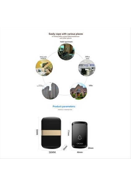 Cacazi Kablosuz Akıllı Kapı Zili 300M Menzilli Akıllı Kapı Zili Su Geçirmez Ev Hoş Geldiniz Kapı Zili Çıkışa Ihtiyaç Yok Ab Fişi (Yurt Dışından) fiyatları