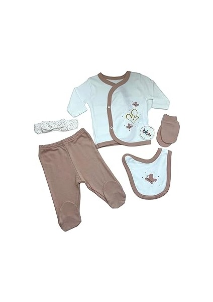 Mebs Clothing Bon & Bon Our Kız Bebek Puantiye Zıbın Takımı, Somon, Bandanalı, Simli ve Baskılı, Ha