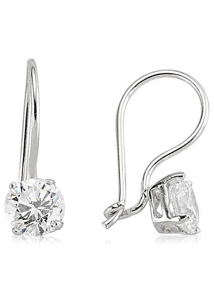 925 Ayar Gümüş Tek Taş Sallantılı Küpe SET101139E (945945)