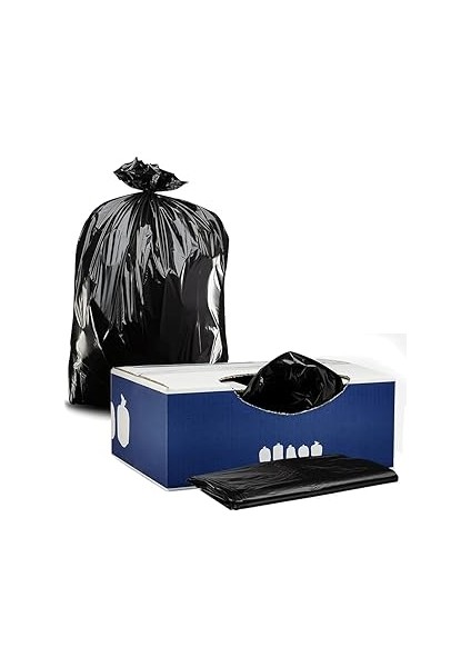 "plastikyer 25-30 Galon Çöp Torbaları - 2,0 Mil - Siyah Ağır Hizmet Çöp Kovası Astarları - 30" x 36