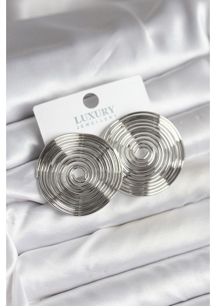 Zarif Kulaklar Için Silver Pirinç Circle Kadın Küpe