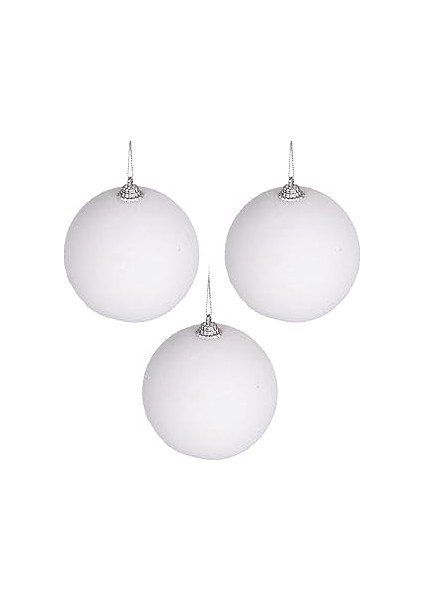 Herdekora Yılbaşı Süsü Yılbaşı Topu 3'lü Set Beyaz 8 Cm.