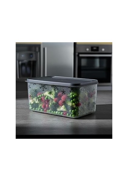 Deconox Frost Silikon Yumuşak Kapalı Saklama Kabı Dondurucu ve Buzluk Saklama Kabı 3150 Ml, Kapa