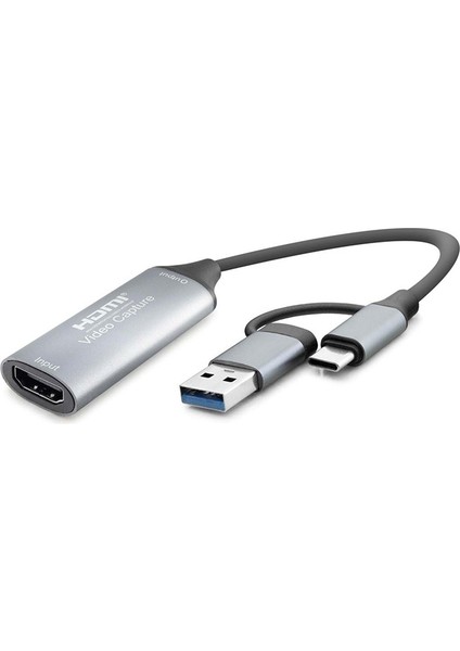 Büro Ev Ofis Cihazları Için Gri 4K 39Hz Typec Usb3.0 To HDMI Video Capture