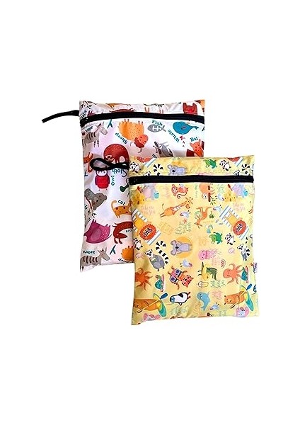 Yorni 2 Adet, 37 x 30 Cm, Summer ve Zoo Desen, Sıvı Geçirmeyen Çok Amaçlı Çanta, Ekonomik Set, Yıka
