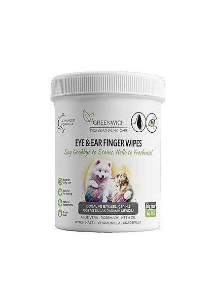 Greenwich Göz ve Kulak Temizleme Mendilleri, 50 Adet, Doğal Içerikli
