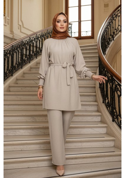 Kemerli Bej Tesettür Ikili Takım 44691BEJ fırsatları