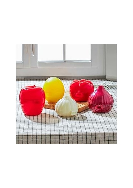 Porsima L-00393 5 Li Kilit Kapaklı Domates Soğan Limon Sarımsak Elma Sebze Saklama Kabı Seti