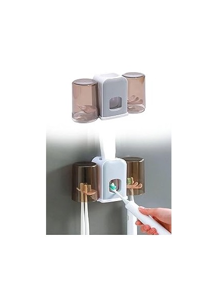 Fayansa,duvara Yapışabilen 2 Kupalı Steril Diş Macunu Sıkma Kiti Aparatı Macunluk