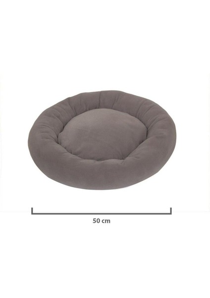 Kedi ve Köpek Simit Yatağı 50 cm Çap Polar Gri-Krem fiyatları