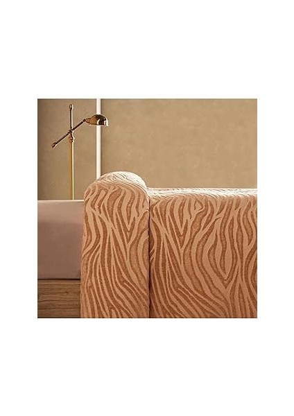 Marie Claire Pıke Yatak Ortusu Safarı Kadıfe Cıft Kısılık Camel