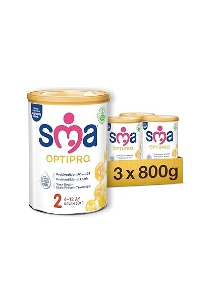 Sma Optipro 2 Devam Sütü (6-12 Ay, 800 G x 3 Adet)