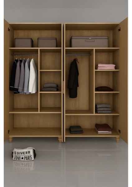 Nefes 4 Kapaklı Dolap | MDF Gövde | Ağaç Ayaklar | Geniş Depolama Alanı Sunan Modern ve Dayanıklı Dolap Tasarımı modelleri