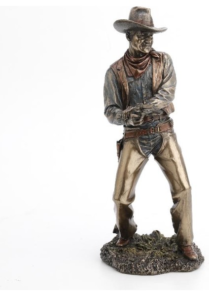 Bronz Renk Ateş Eden Kovboy Figür 31cm