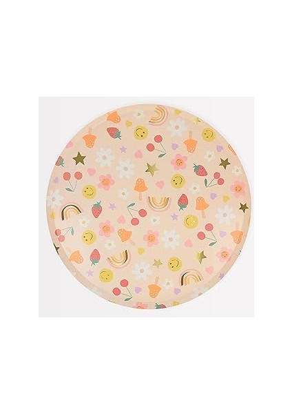 Meri Meri - Happy Face Icons Dinner Plates - Mutlu Yüzler Tabaklar (X8)