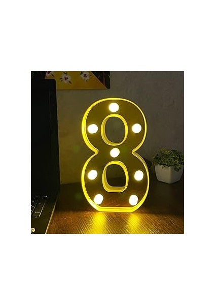 Giftmoda 3D Işıklı LED Sayı Dekoratif Aydınlatma Büyük Boy 8
