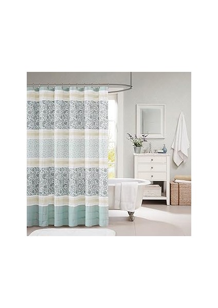 Madison Park MP70–2493 Dawn Baumwolle Vorhang Für Die Dusche 182,9 x 182,9 cm Blau, 182,9 x 182,9 C