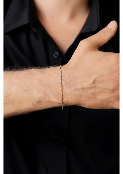 14 Ayar Altın Italyan Dorika Zincir Erkek Bileklik