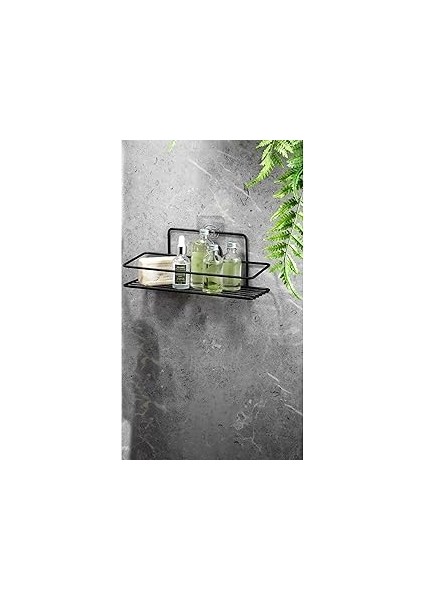 Sas Haus Ömür Boyu Paslanmaz Banyo Mutfak Rafı Şampuanlık Banyo Düzenleyici Siyah Tş-01