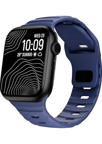 Uruchı Apple Watch 45MM, 44MM, 42MM Serileri ile Uyumlu Yumuşak Silikon Spor Kordon – Su Geçirmez, Konforlu ve Şık – Spor, Günlük, Fitness & Egzersiz Için, Dayanıklı Saat Kayışı, Lacivert
