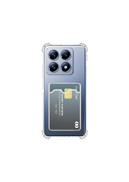 14T ile Uyumlu Kapak Korumalı Kartlıklı Darbe Emici Şeffaf Silikon Kılıf