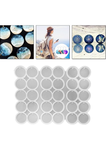 Epoksi Silikon Kalıp Yuvarlak Delikli Anahtarlık Kalıbı 5 cm 30 Lu