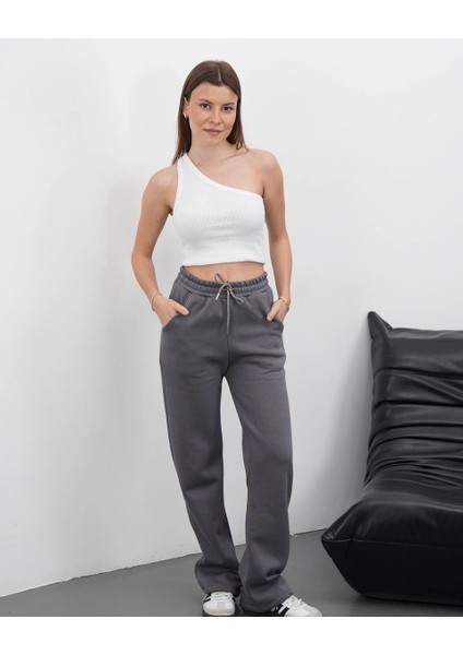 3 Iplik Şardonlu Palazzo Pantolon Füme MD64 modelleri