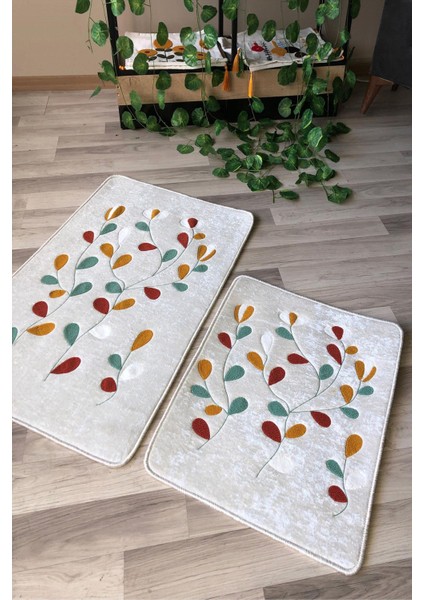 Dijital Baskı Kaymaz Taban Yıkanabilir 2'li Punch Banyo Paspas Takımı PCP003