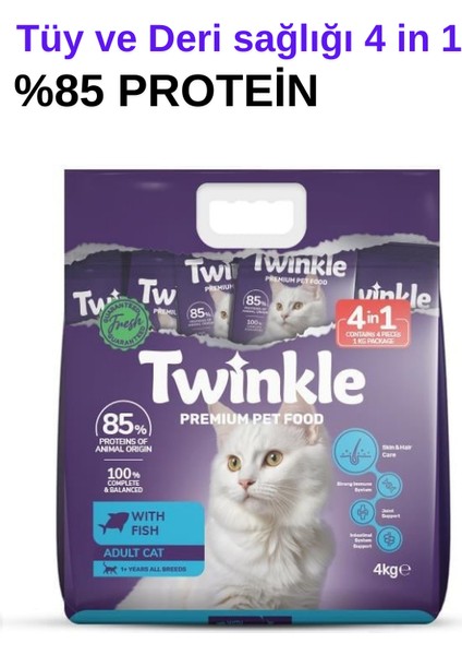 Balıklı Yetişkin Kedi Maması 4 kg %30 Protein Omega ve Taurin Destekli Tüy ve Deri Sağlığı