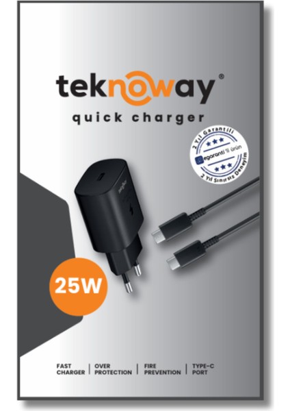 25W Type-C To Type-C Şarj Seti Beyaz