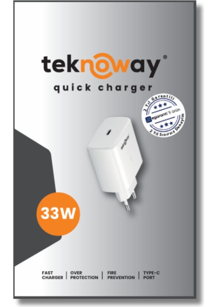 33W Type-C Port Şarj Adaptörü Beyaz
