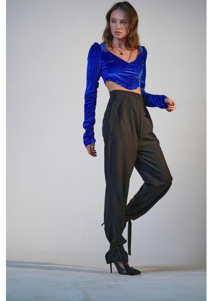 Yüksek Bel Paça Bağlamalı Pantolon fırsatları