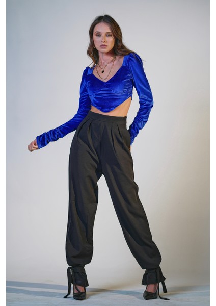 Yüksek Bel Paça Bağlamalı Pantolon indirimleri