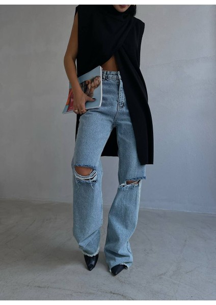 Balıkçı Yaka Kolsuz Triko Bluz indirimleri