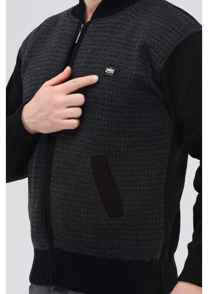 Erkek Baba ve Orta Yaş Triko Örgü Içi Astarlı Akrilik Fermuarlı Kışlık Baba Hırka