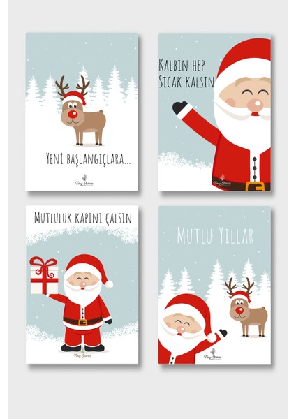 4'lü Yılbaşı Kutlama Kartı Seti/ Kartpostal indirimleri