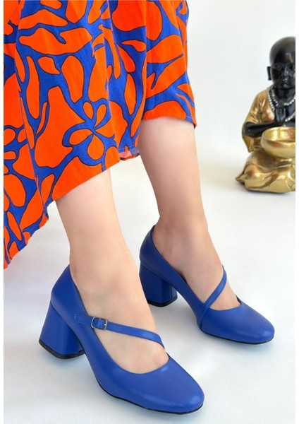 Kier Mavi Cilt Topuklu Ayakkabı modelleri