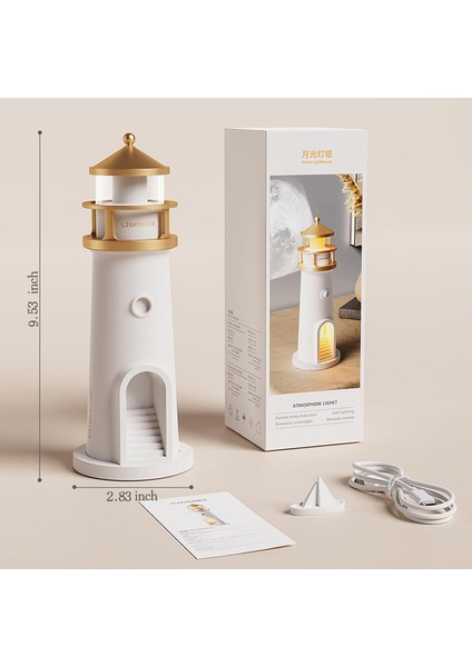 Deniz Feneri Ay Projeksiyonlu Bluetooth Hoparlörlü 3 Kademeli Kablosuz Masa Gece Lambası fiyatları