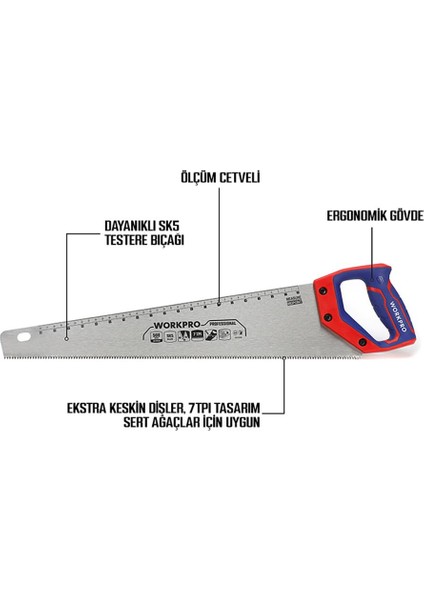 WP215007 500MM Sk5 7 Tpı Ağır Hizmet Tipi El Testeresi fiyatları