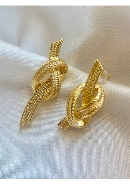 Gold Düğüm Tasarım Küpe