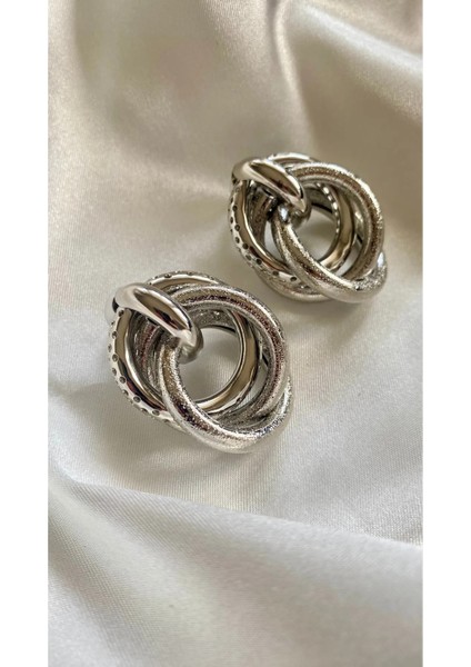 Gümüş Iç Içe Halka Küpe