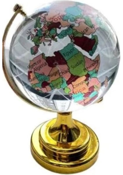 Dekoratif Dünya Haritalı Cam Küre Ayaklı Dekoratif Hediyelik Cam Küre Dünya
