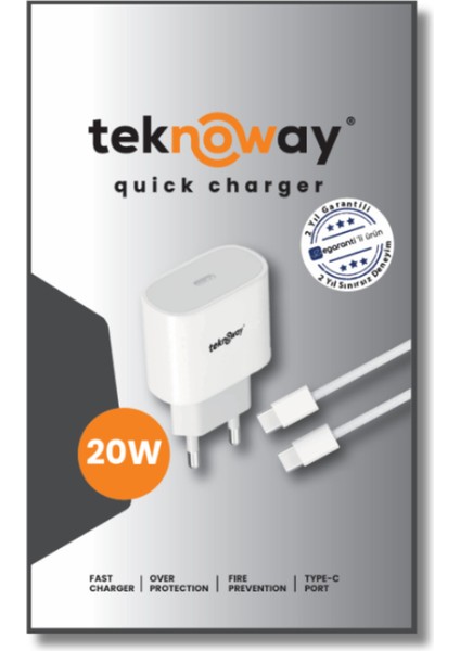 20W Type-C To Type-C Şarj Seti Beyaz